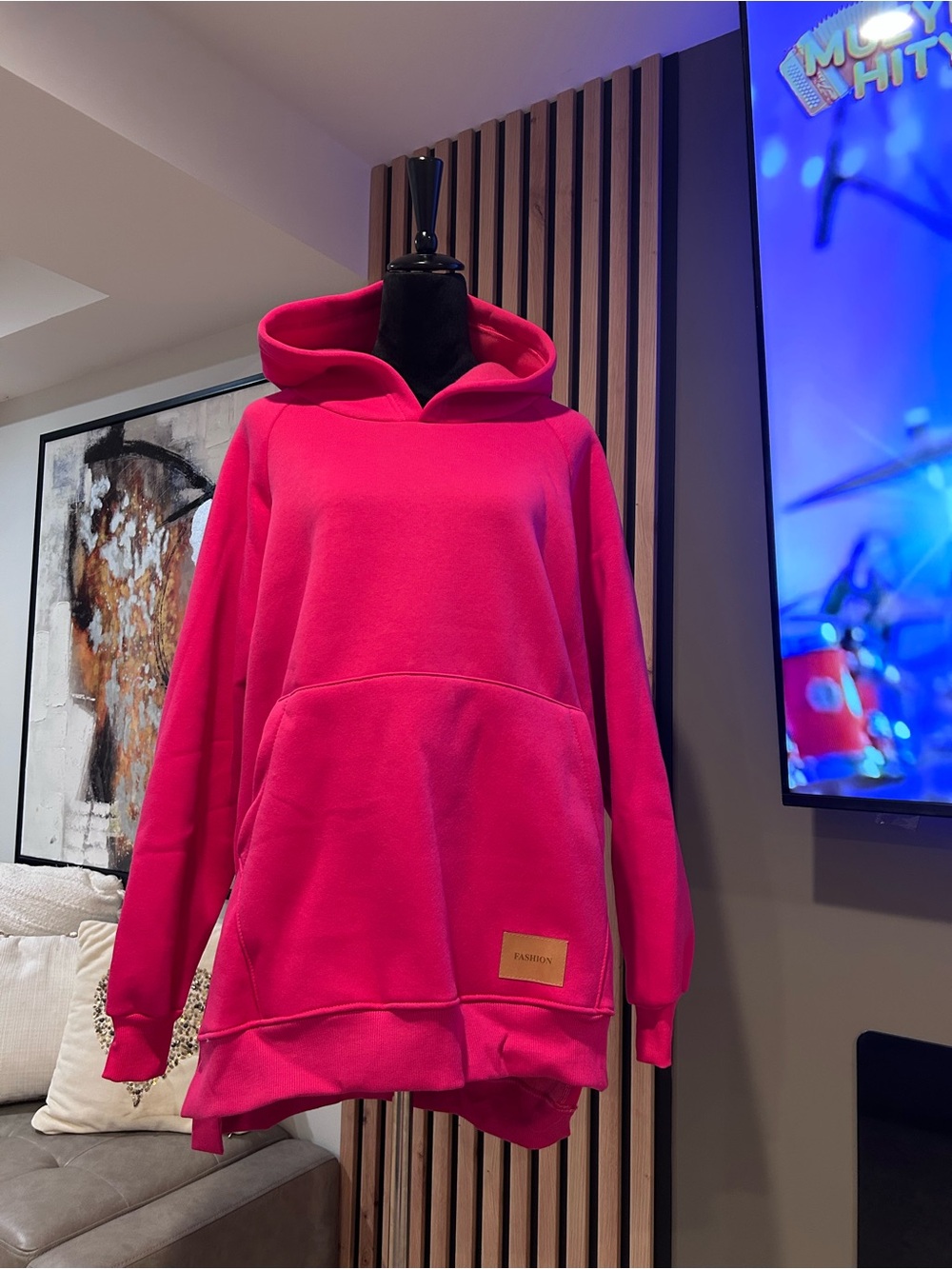 Hot Pink Oversized Hoodie Sweater